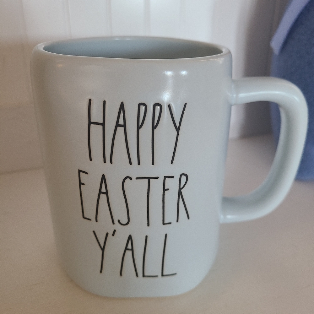 Rae Dunn Light Blue "Happy Easter Y'all" Mug